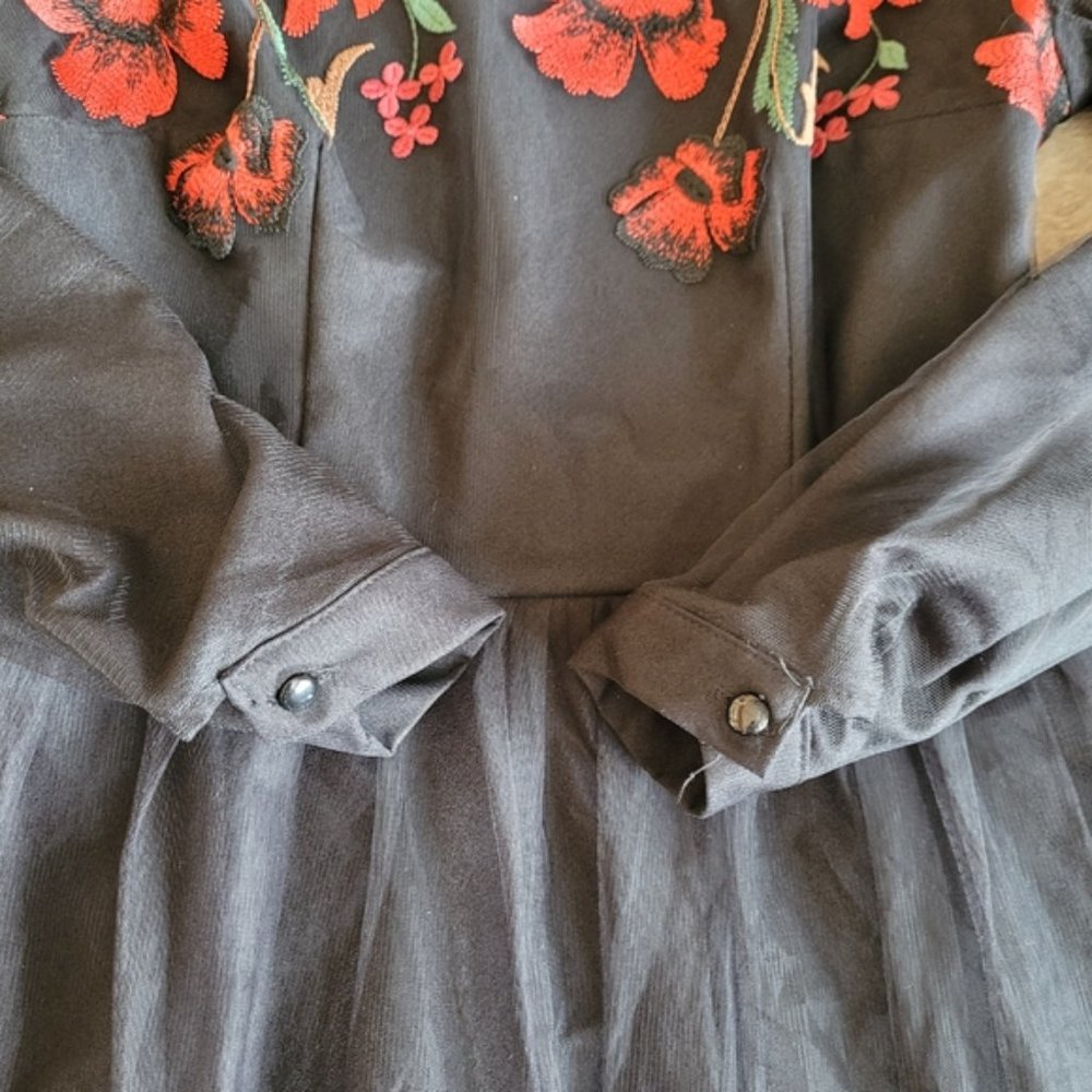 Annah Hariri modest black floral embroidered dress size 4 - Picture 7 of 15